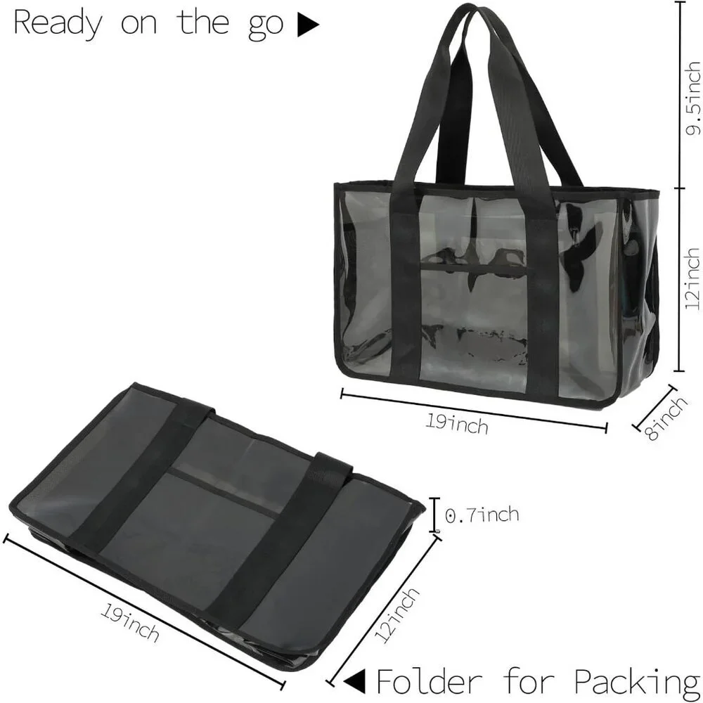 Durable Clear Beach Bag with Zipper - Large Jelly Black Tote for Every Adventure - Picture 7 of 7